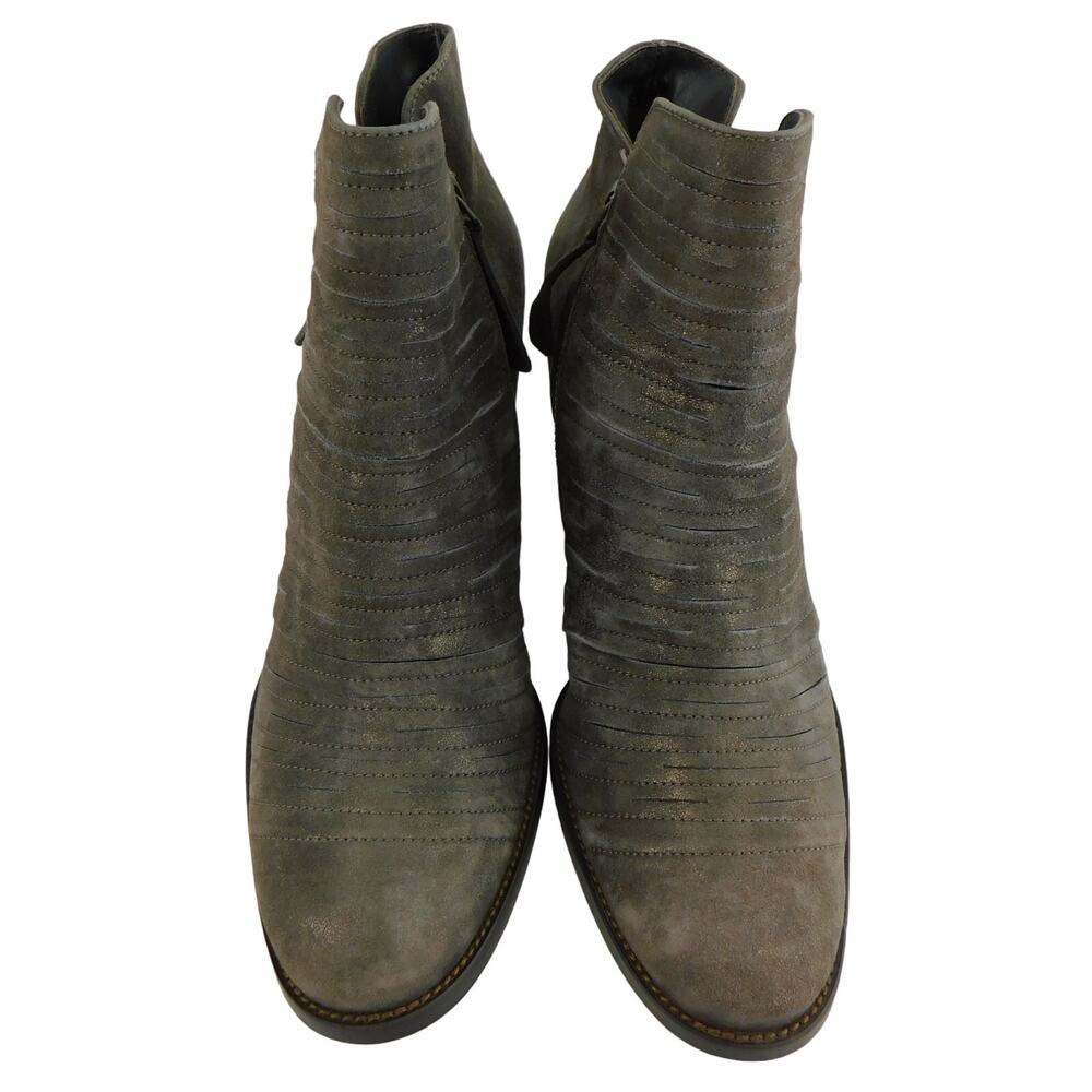 Paul Green Malibu Sliced Zip Bootie Earth Metallic Olive Womens Size 7.5 New